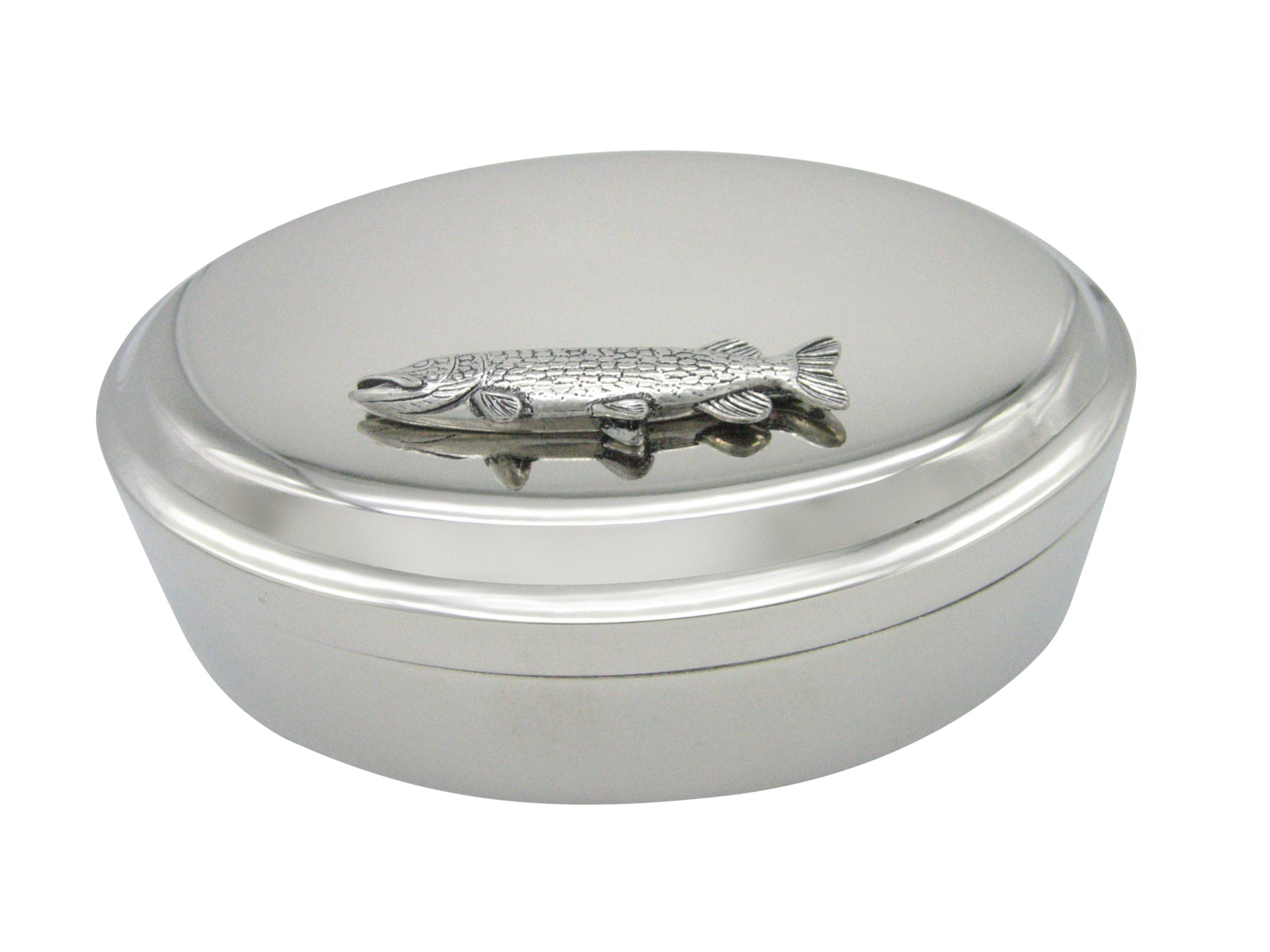 Pike Fish Pendant Oval Trinket Jewelry Box