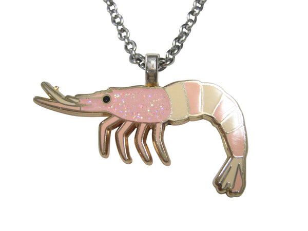 Pink Shrimp Pendant Necklace