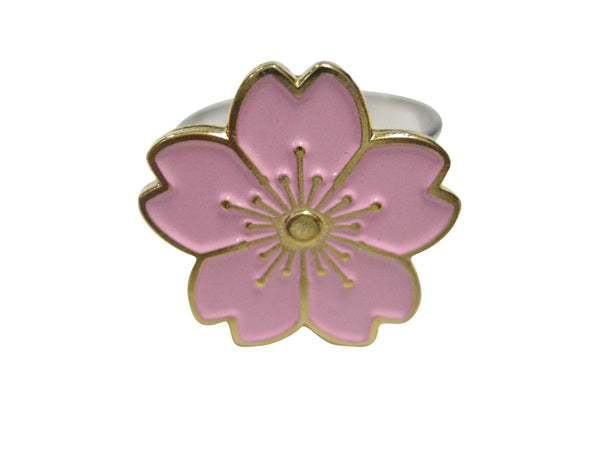 Pink Cherry Blossom Flower Adjustable Size Fashion Ring