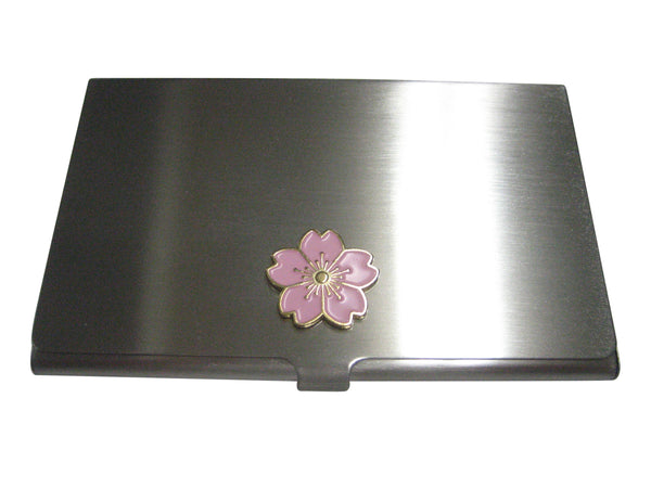Pink Cherry Blossom Flower Business Card Holder