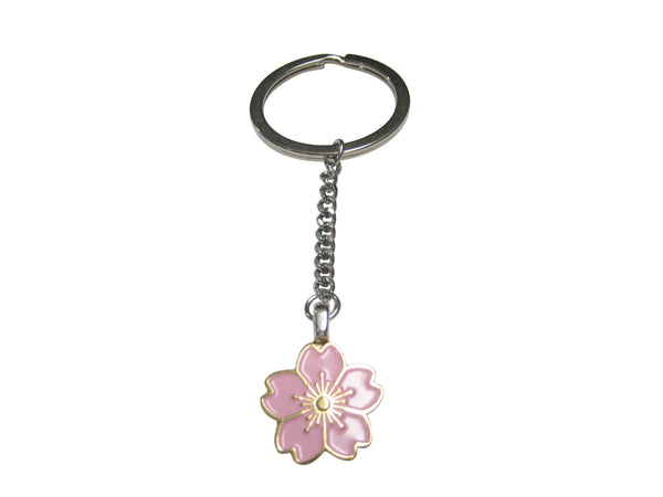 Pink Cherry Blossom Flower Pendant Keychain