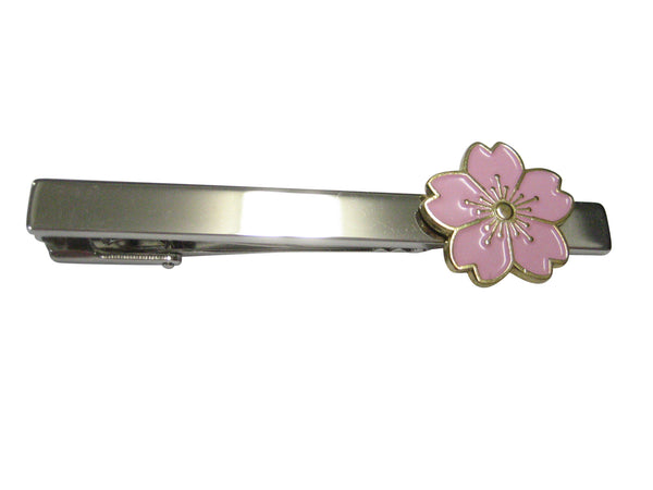 Pink Cherry Blossom Flower Tie Clip