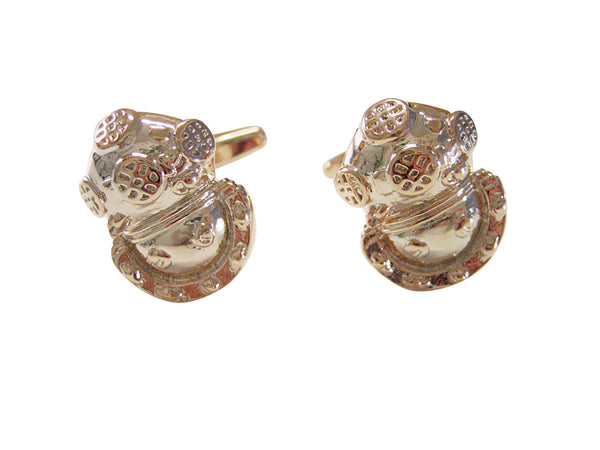 Gold Toned Divers Helmet Cufflinks