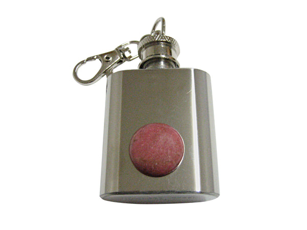 Pink Rhodonite Gemstone 1 Oz. Stainless Steel Key Chain Flask