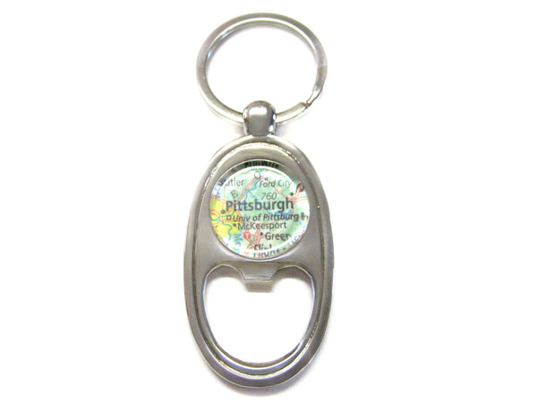 Pittsburgh Pennsylvania Map Bottle Opener Key Chain
