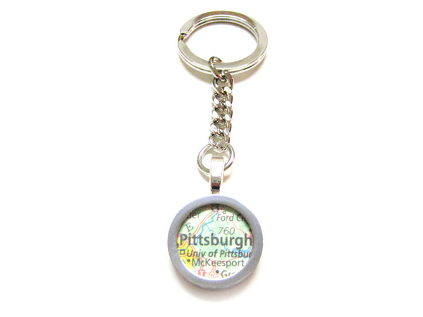 Pittsburgh Pennsylvania Map Pendant Keychain