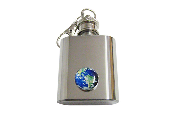 Planet Earth 1 Oz. Stainless Steel Key Chain Flask