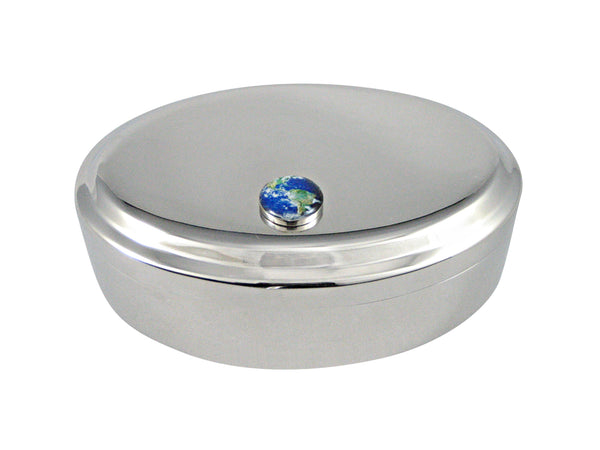 Planet Earth Pendant Oval Trinket Jewelry Box