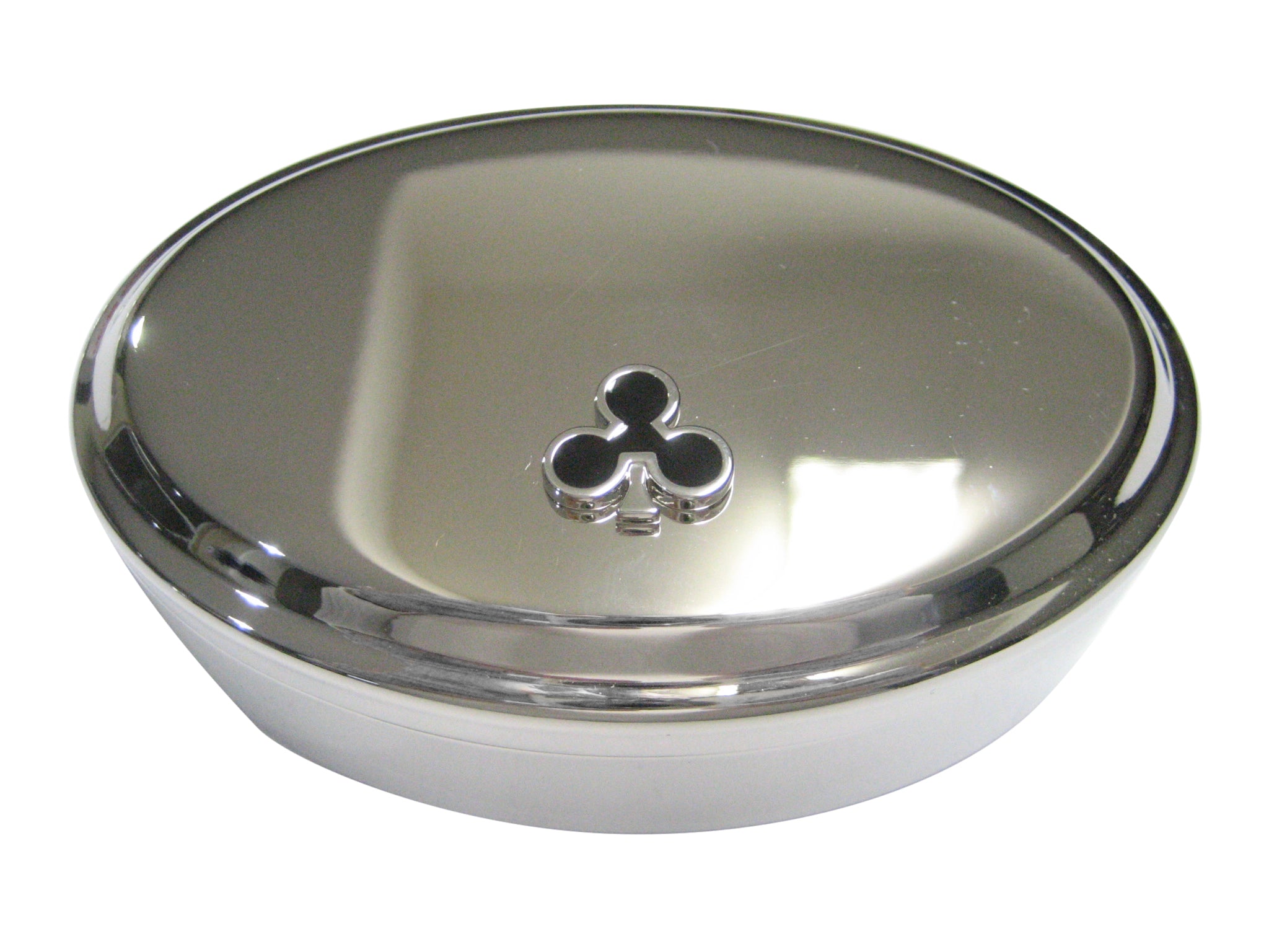 Playing Cards Black Clover Suits Oval Trinket Jewelry Box