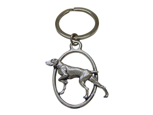 Pointer Dog Oval Key Chain