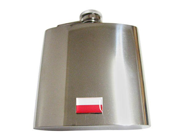 Poland Flag Pendant 6 Oz. Stainless Steel Flask