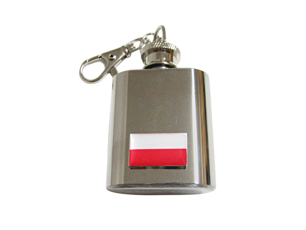 Poland Flag Pendant 1 Oz. Stainless Steel Key Chain Flask