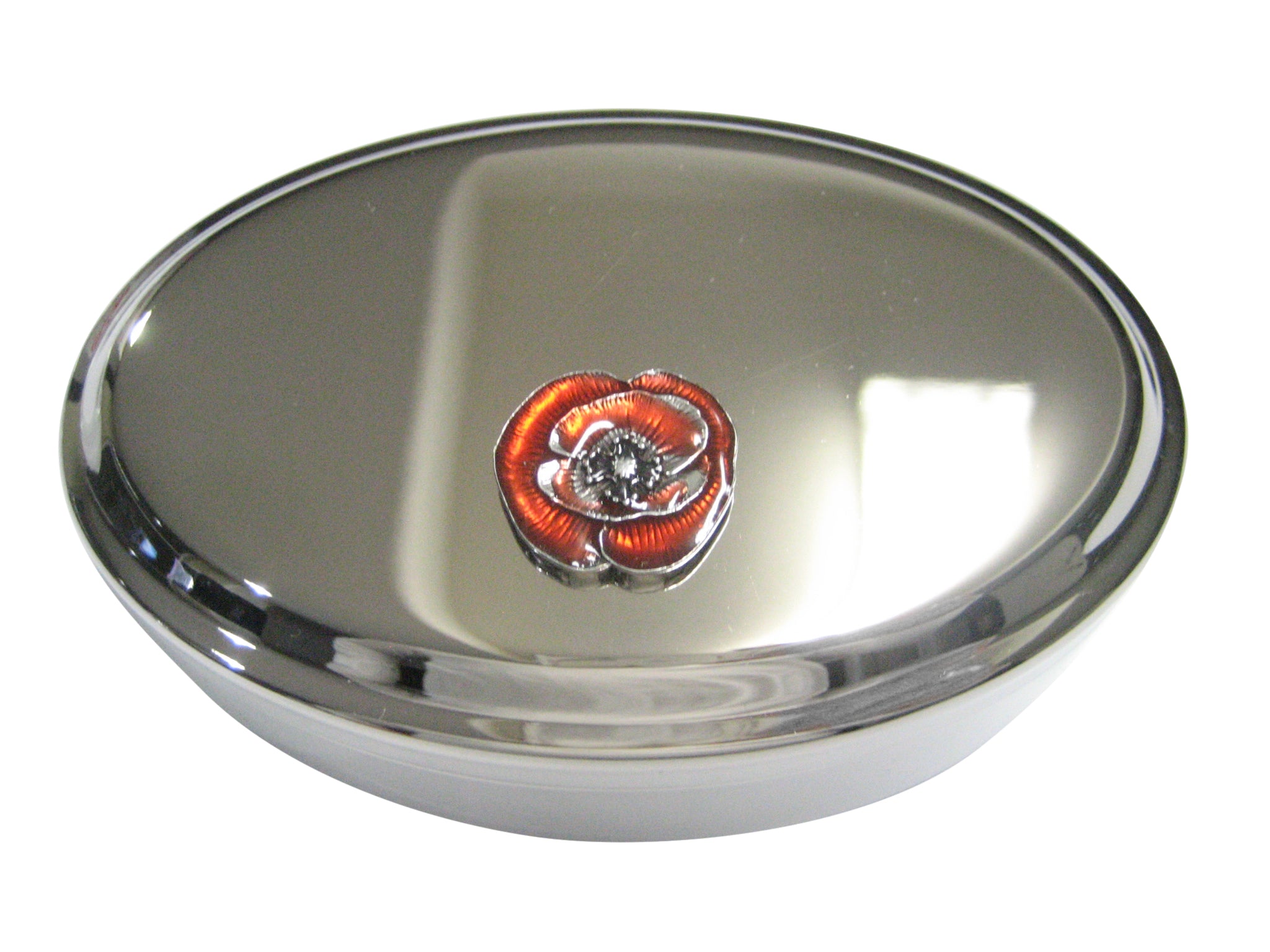 Poppy Flower Oval Trinket Jewelry Box