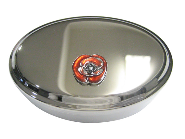 Poppy Flower Oval Trinket Jewelry Box