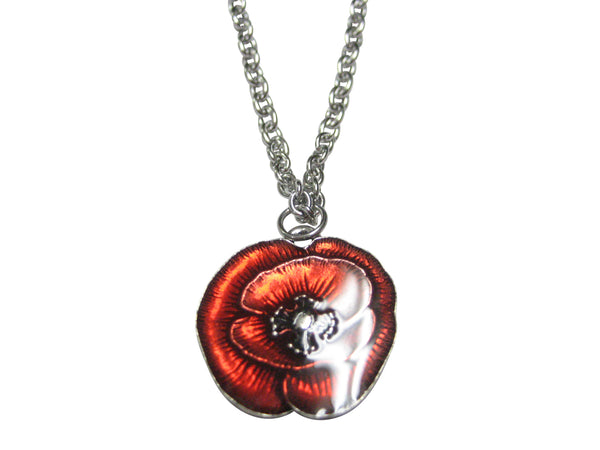 Poppy Flower Pendant Necklace