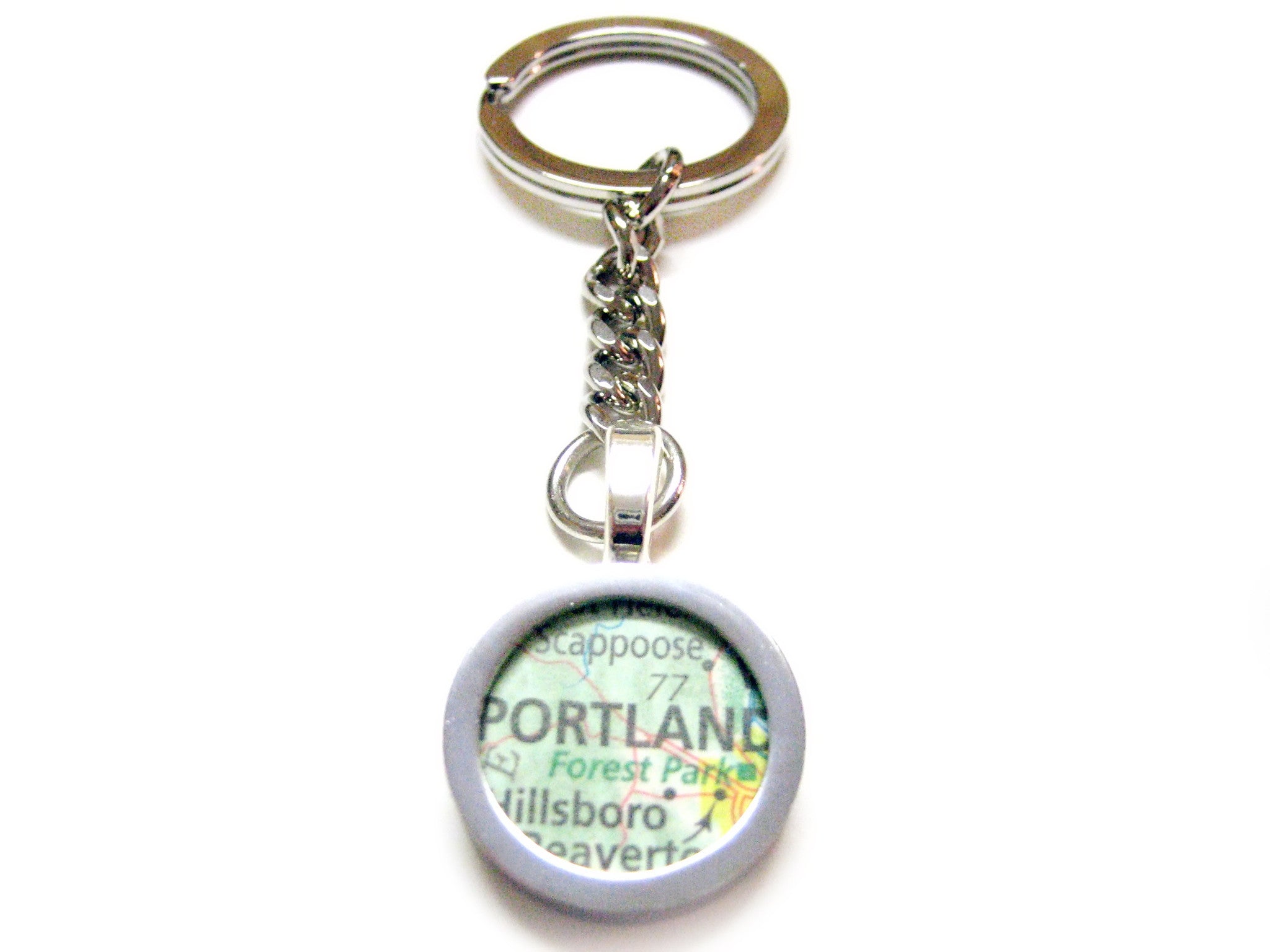 Portland Oregon Map Pendant Keychain