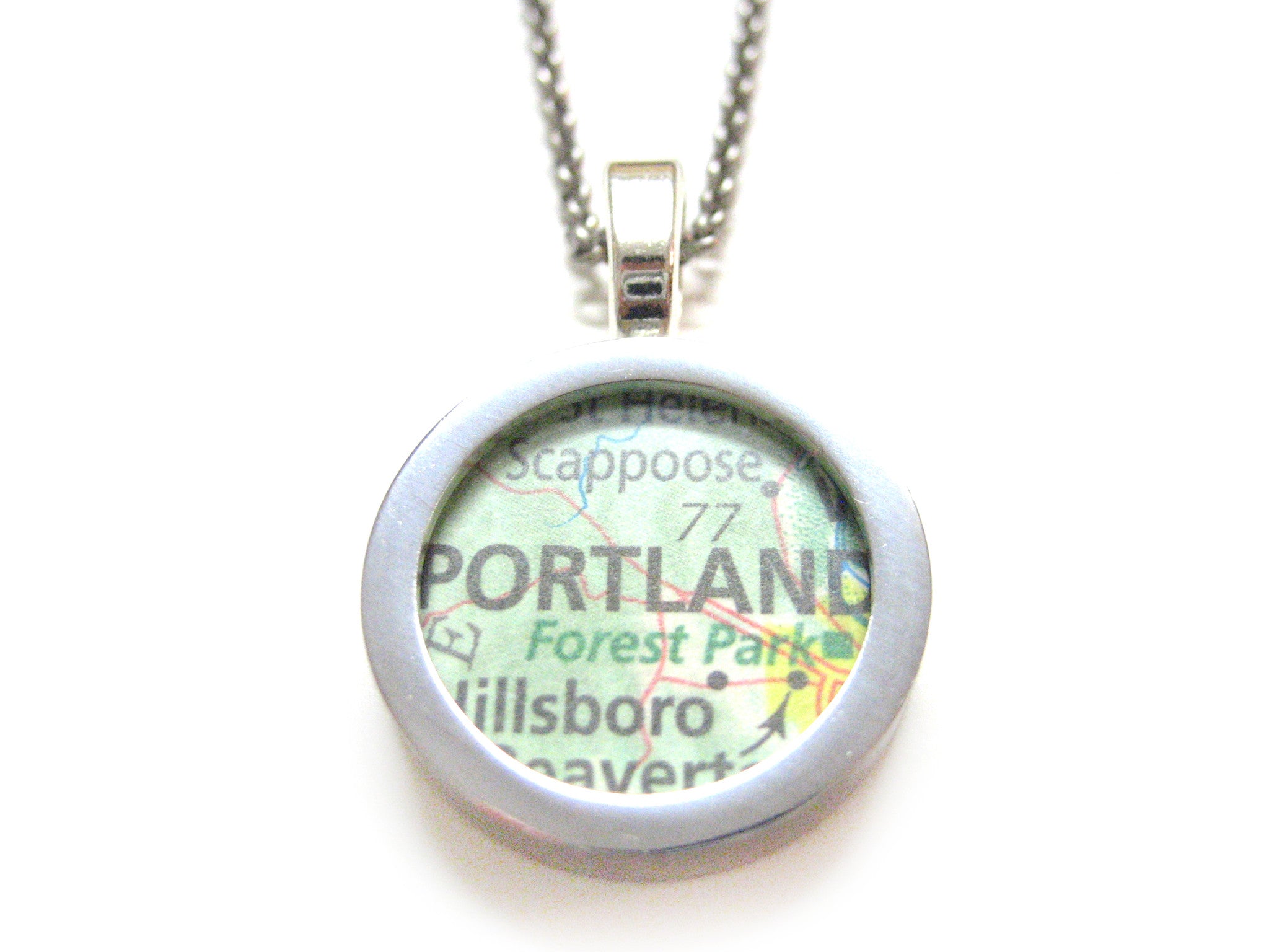 Portland Oregan Map Pendant Necklace