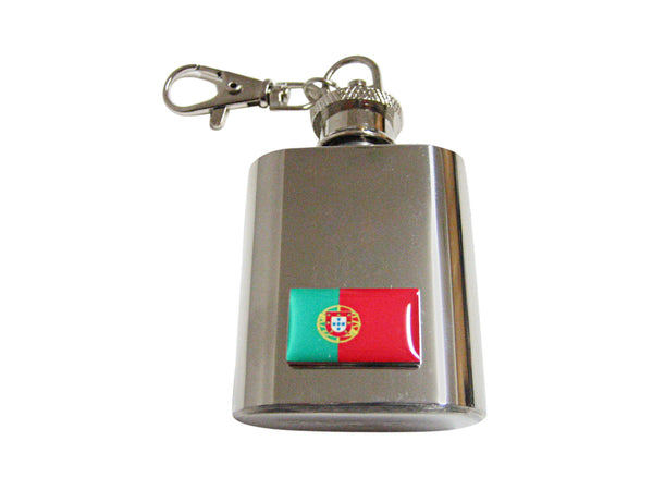 Portugal Flag Pendant 1 Oz. Stainless Steel Key Chain Flask