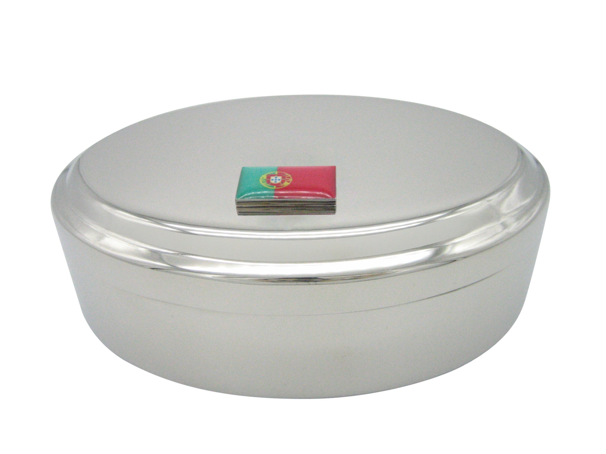 Portugal Flag Pendant Oval Trinket Jewelry Box