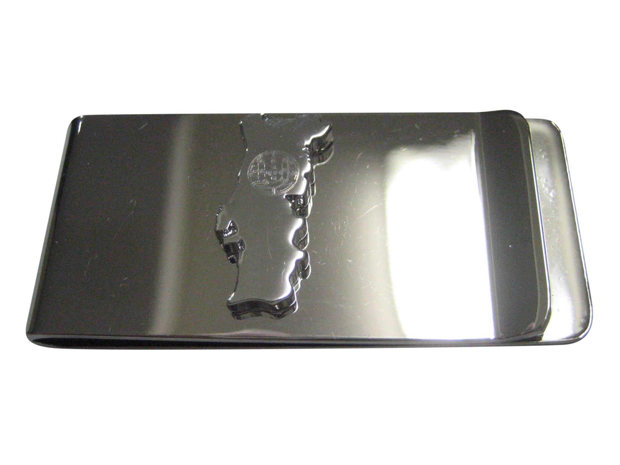 Portugal Map Shape and Flag Design Money Clip