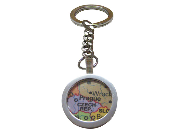 Prague Czech Republic Map Pendant Key Chain