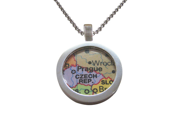 Prague Czech Republic Map Pendant Necklace