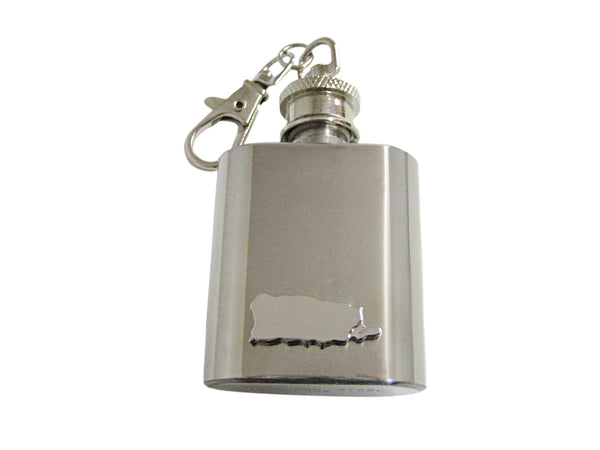 Puerto Rico Map Shape 1 Oz. Stainless Steel Key Chain Flask