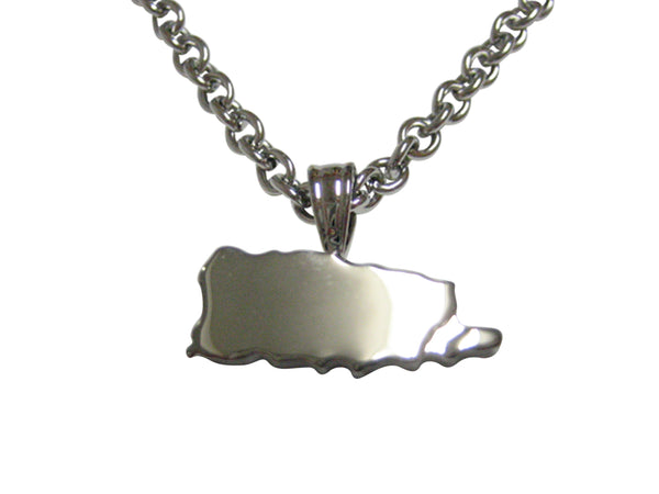 Puerto Rico Map Shape Pendant Necklace