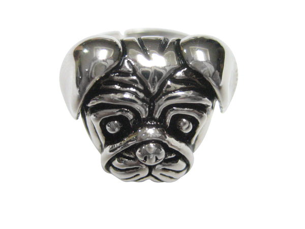 Pug Dog Head Adjustable Size Fashion Ring