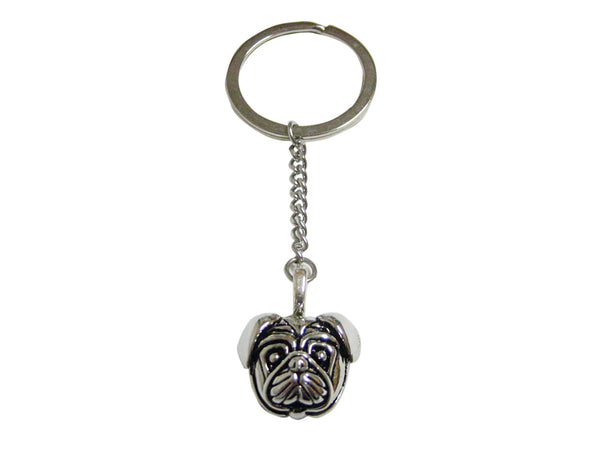 Pug Dog Head Pendant Keychain