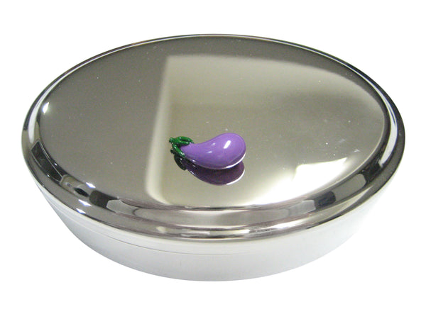 Purple Eggplant Aubergine Vegetable Emoji Oval Trinket Jewelry Box