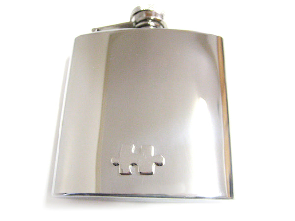 6 Oz. Stainless Steel Flask with Puzzle Pendant