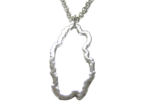 Silver Toned Qatar Map Outline Pendant Necklace