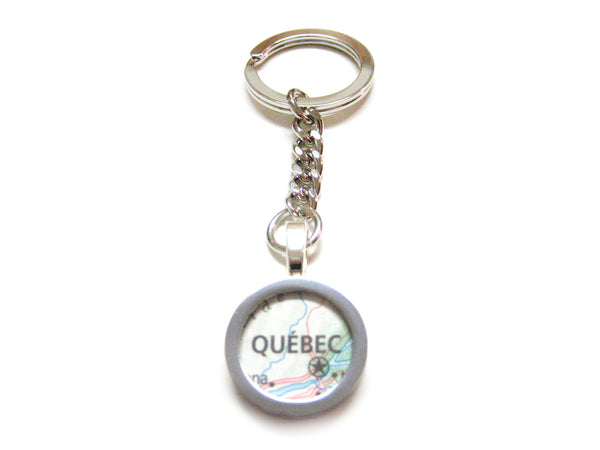 Quebec Canada Map Pendant Keychain