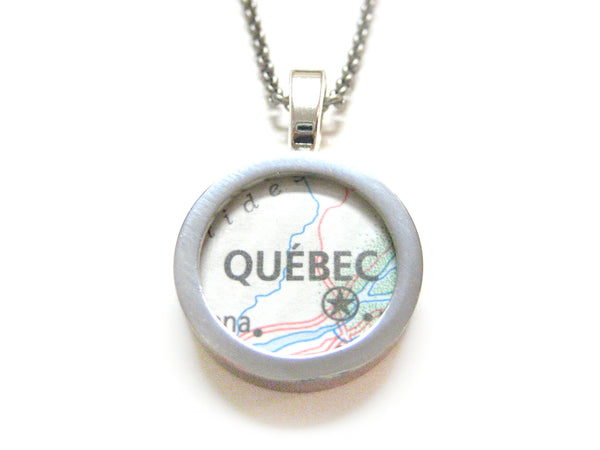 Quebec Canada Map Pendant Necklace