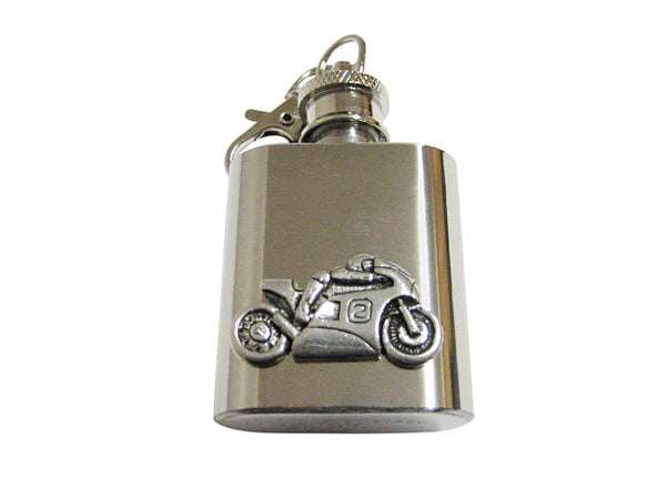 Racing Motorcycle 1 Oz. Stainless Steel Key Chain Flask