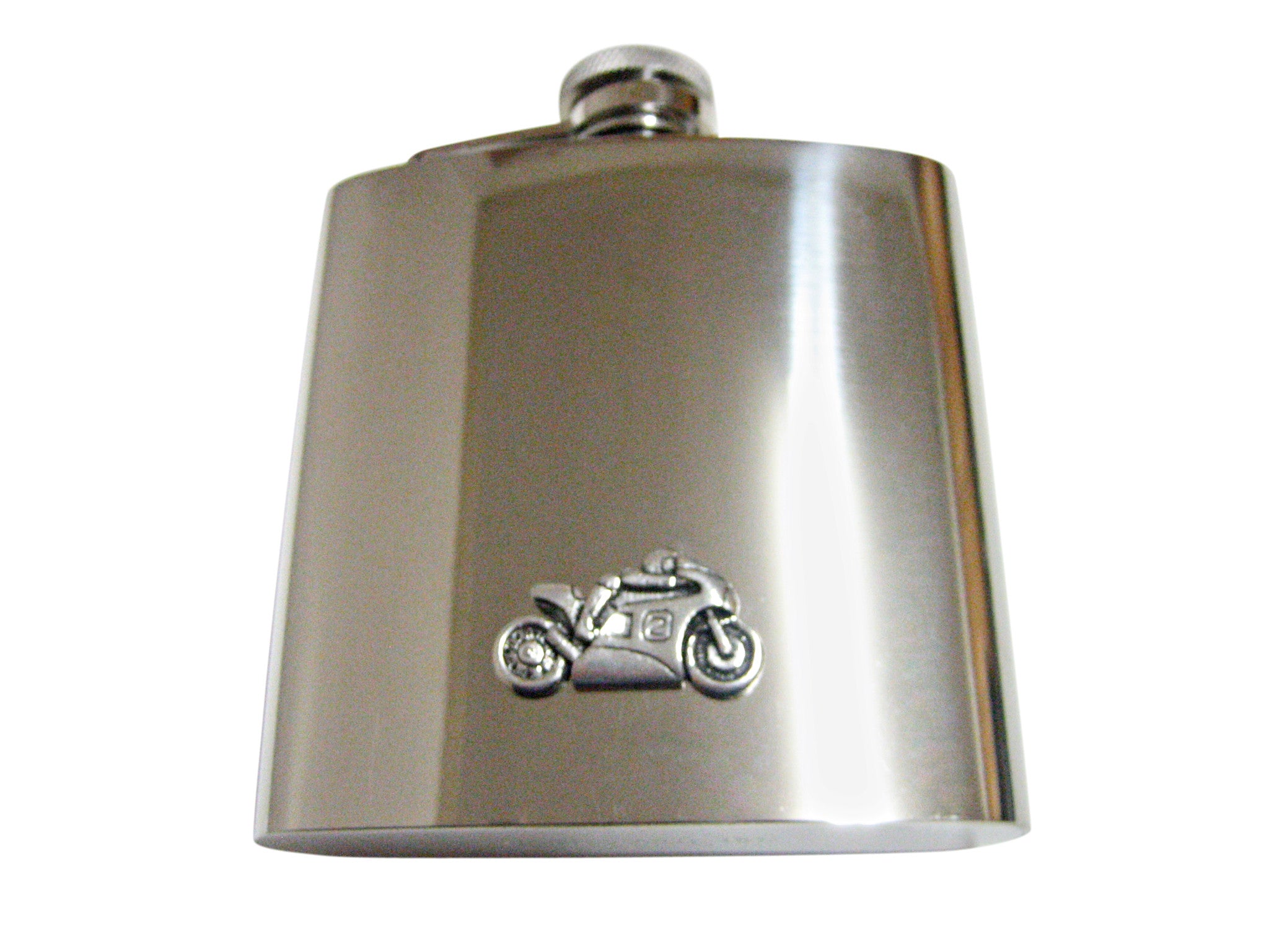 Racing Motorcycle 6 Oz. Stainless Steel Flask