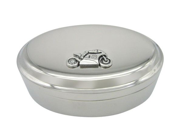 Racing Motorcycle Pendant Oval Trinket Jewelry Box