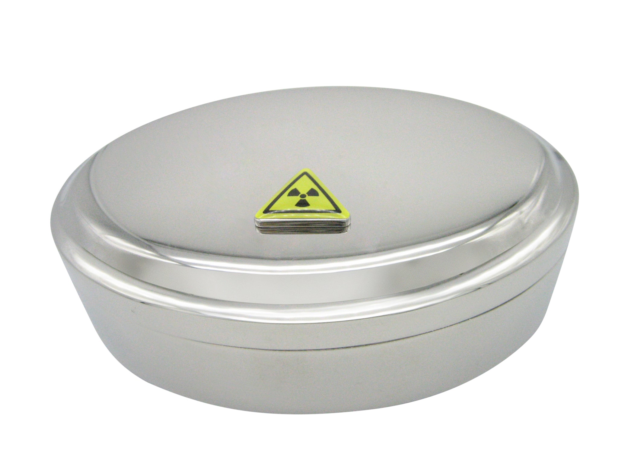 Radioactive Warning Sign Pendant Oval Trinket Jewelry Box
