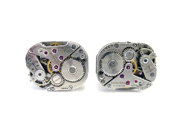 Rectangular Steampunk Watch Cufflinks