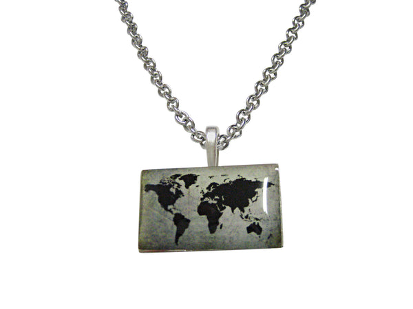 Rectangular World Map Necklace