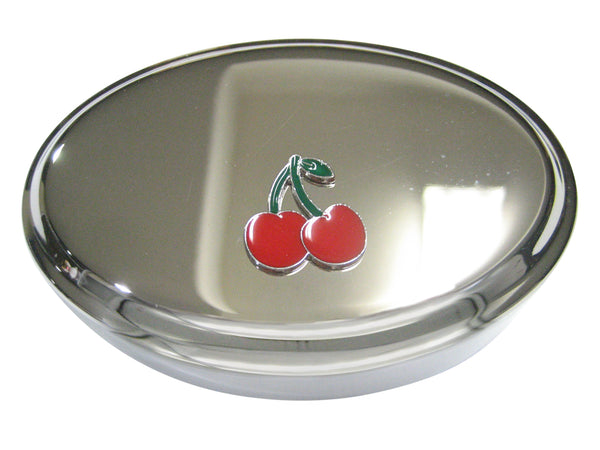 Red Cherry Fruit Oval Trinket Jewelry Box