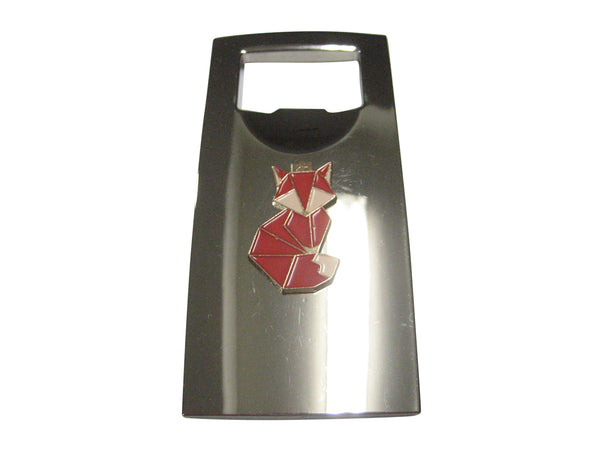 Red Toned Crowned Origami Fox Bottle Opener