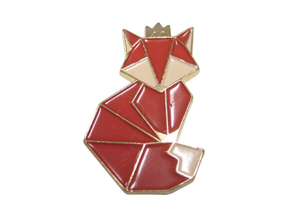 Red Toned Crowned Origami Fox Magnet