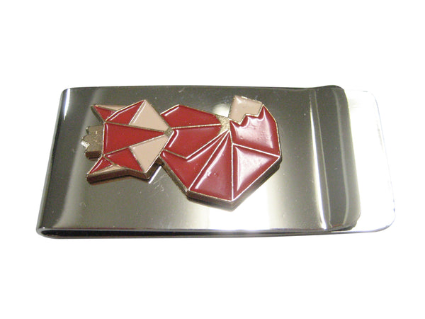 Red Toned Crowned Origami Fox Money Clip
