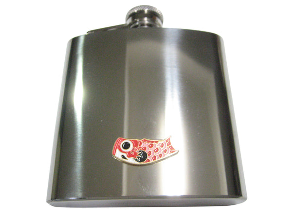 Red Toned Festival Koi Flag Koinobori 6oz Flask