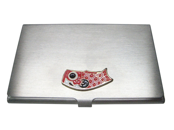 Red Toned Festival Koi Flag Koinobori Business Card Holder