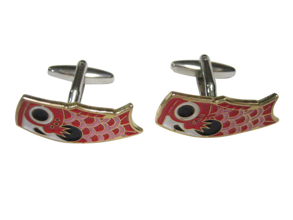 Red Toned Festival Koi Flag Koinobori Cufflinks