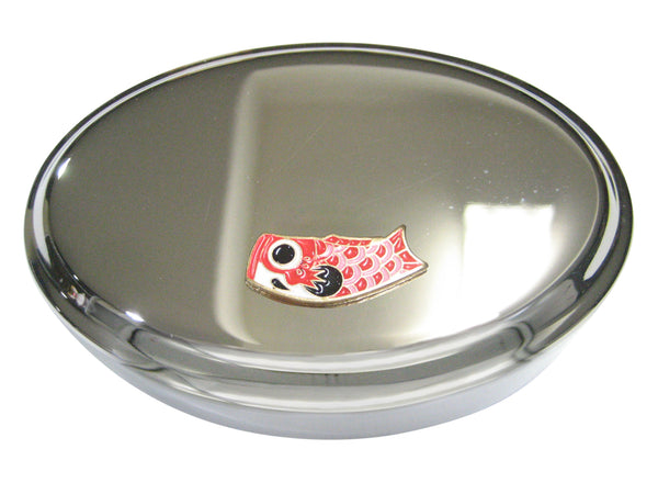 Red Toned Festival Koi Flag Koinobori Oval Trinket Jewelry Box