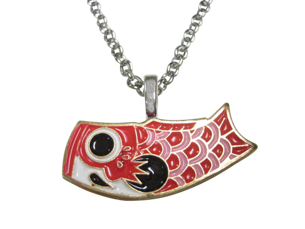 Red Toned Festival Koi Flag Koinobori Pendant Necklace